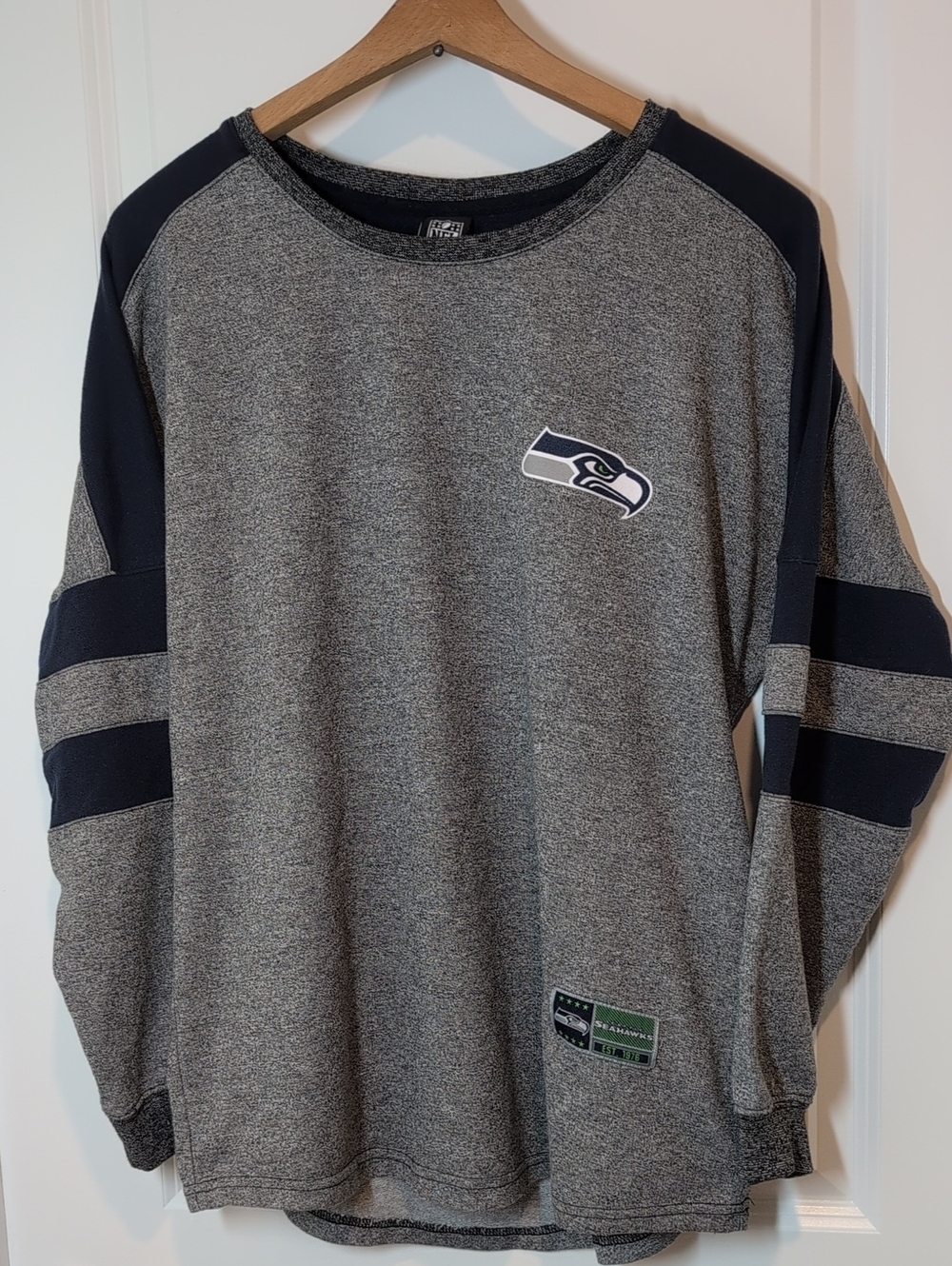 NFL Seattle Seahawks Gray & Navy Crewneck Sweatshirt
